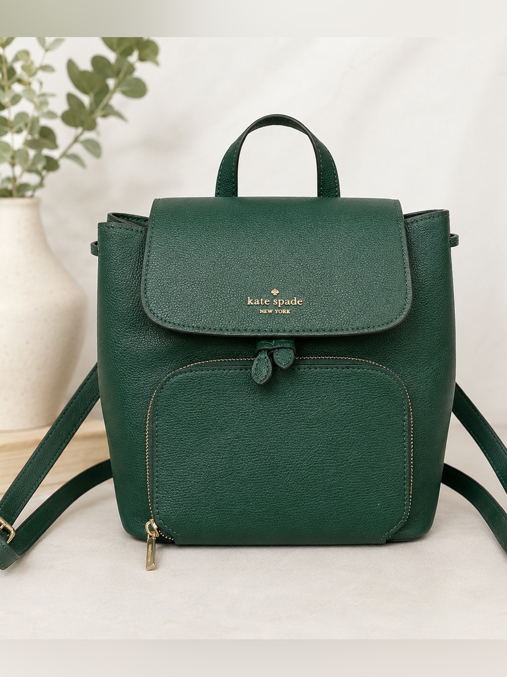 Kate Spade New York Green Backpack Convertible Shoulder Bag Gold Hardware